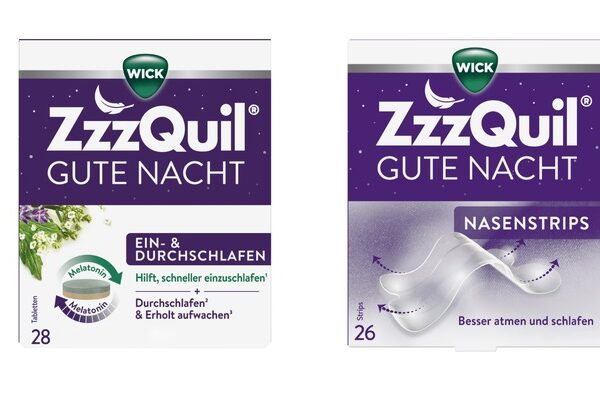 NEU: WICK ZzzQuil® Gute Nacht präsentiert neue Lösungen für erholsamen Schlaf: WICK ZzzQuil® Ein- und Durchschlafen Tabletten und WICK ZzzQuil® Gute Nacht Nasenstrips